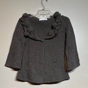 Charlie & robin Elegant Brown wool Sweater with Floral Accents